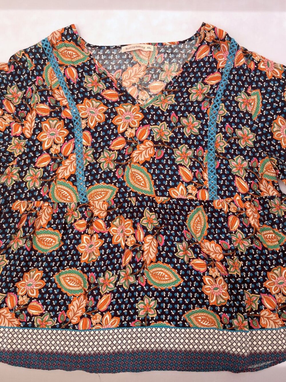 Rusttydustty Modern Bohemia Crush Ladies Fun Floral Print Top Size 4XL - Picture 5 of 9
